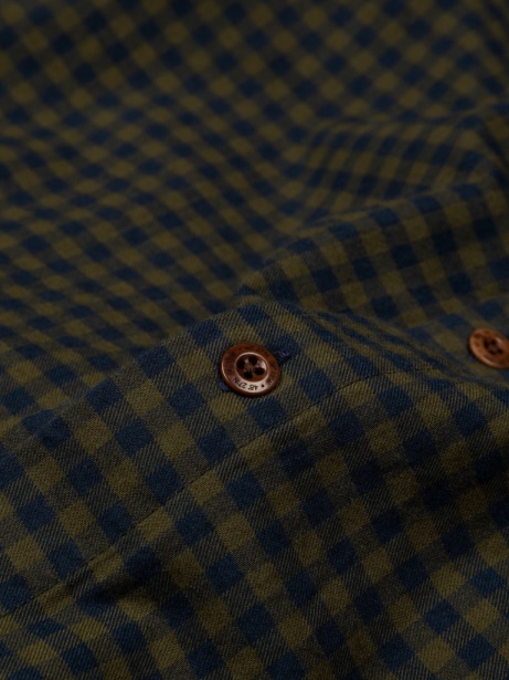 Olive Check Finisterre Stylish Wren Checked Shirt