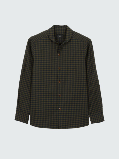 Olive Check Finisterre Stylish Wren Checked Shirt