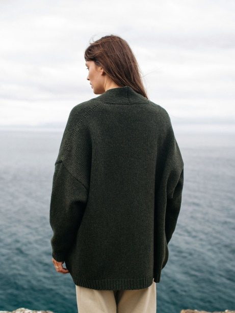 Eyre Knit Cardigan Finisterre Stylish Dark Olive