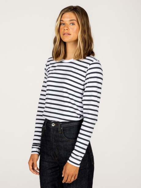 Eldon Long Sleeve T-Shirt Navy/White Stripe Finisterre Stylish