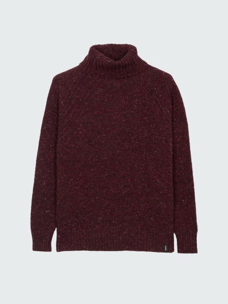 Farne Roll Neck Knit Jumper Finisterre Stylish Bordeaux Red