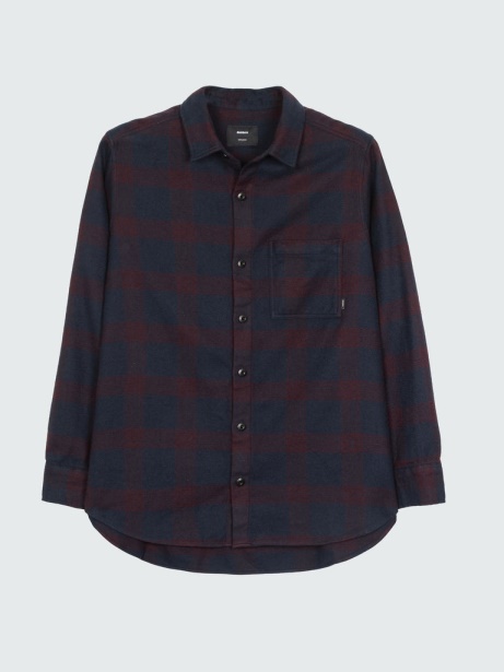 Burgundy Check Finisterre Stylish Point Shirt