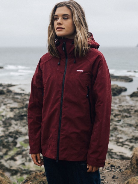 Finisterre Stylish Women's Stormbird Waterproof Jacket Dark Burgundy