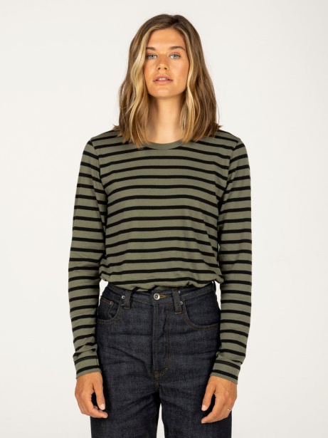 Eldon Long Sleeve T-Shirt Olive/Black Finisterre Stylish