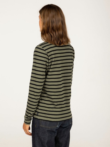 Eldon Long Sleeve T-Shirt Olive/Black Finisterre Stylish