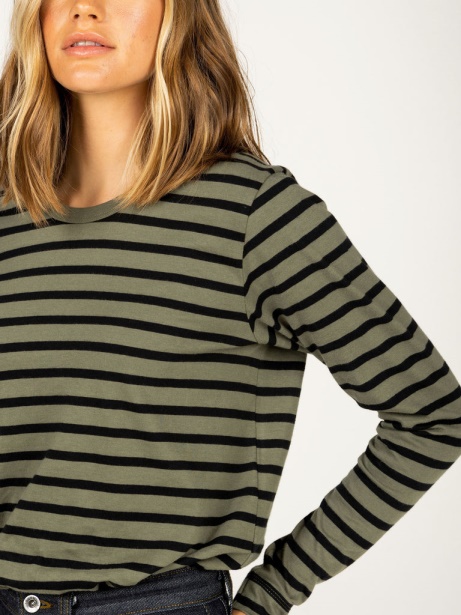 Eldon Long Sleeve T-Shirt Olive/Black Finisterre Stylish