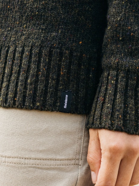 Farne Roll Neck Knit Jumper Finisterre Stylish Dark Olive