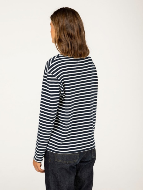 Navy/White Dutson Slim Long Sleeve Top Finisterre Stylish