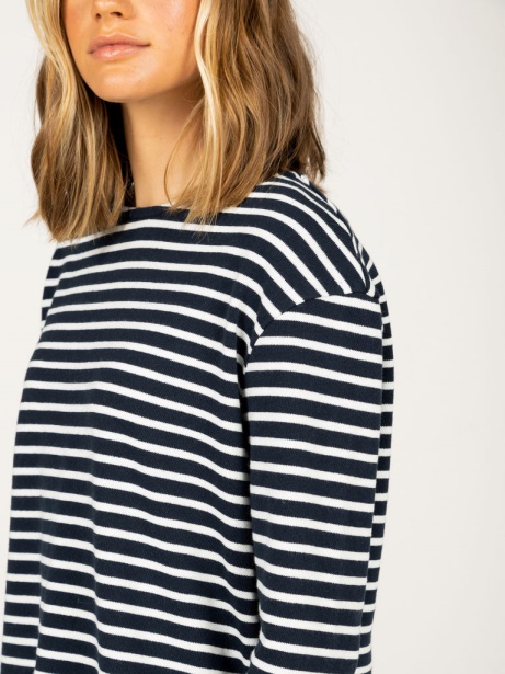Navy/White Dutson Slim Long Sleeve Top Finisterre Stylish