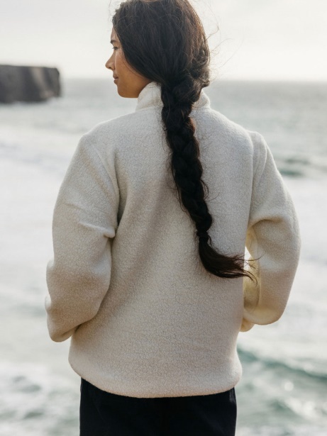 Ecru Finisterre Stylish Hegen 1/4 Zip Wool Fleece