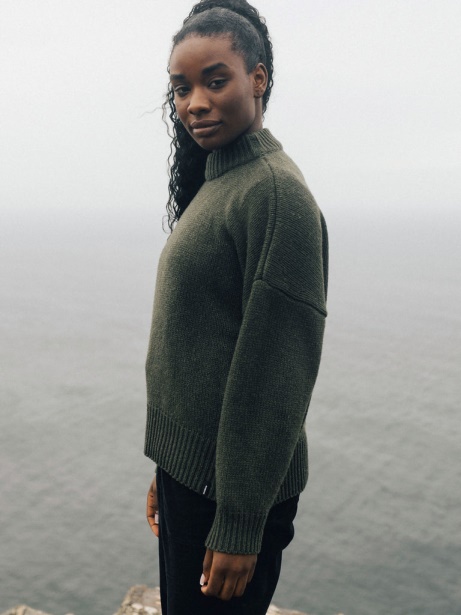 Dark Olive Eyre Knit Jumper Finisterre Stylish