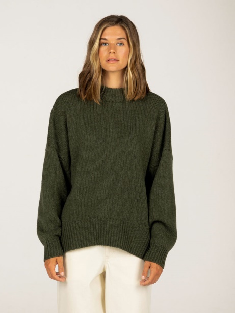 Dark Olive Eyre Knit Jumper Finisterre Stylish