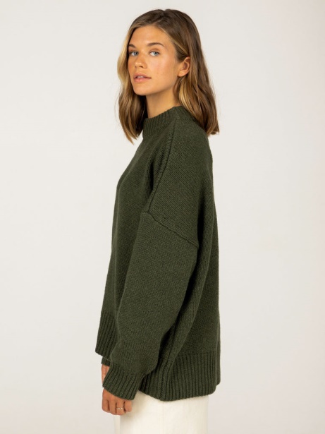 Dark Olive Eyre Knit Jumper Finisterre Stylish