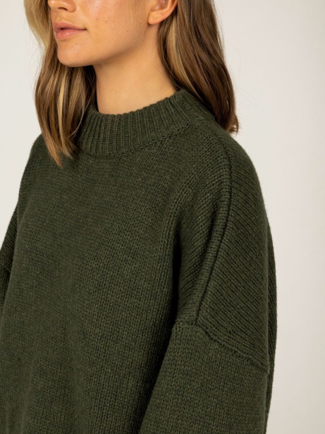 Dark Olive Eyre Knit Jumper Finisterre Stylish