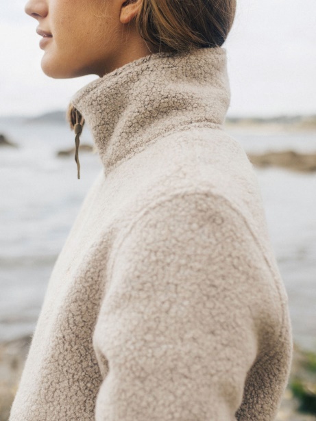 Budock Wool Zip Through Fleece Oatmeal Finisterre Stylish