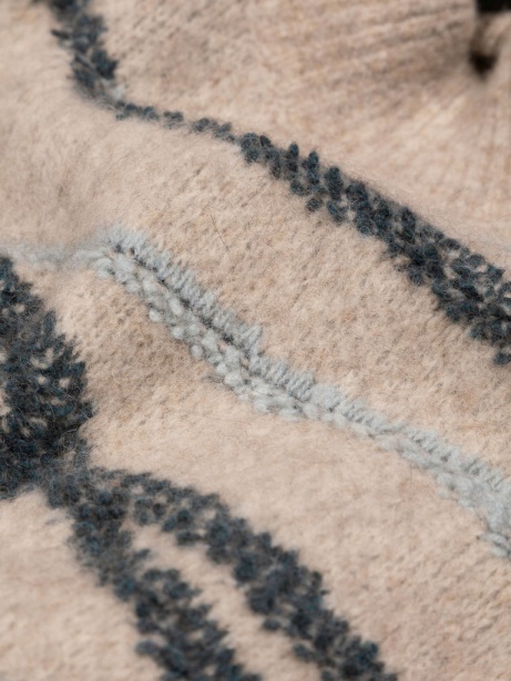 Wave Stitch Jumper Oatmeal/Blue Finisterre Stylish