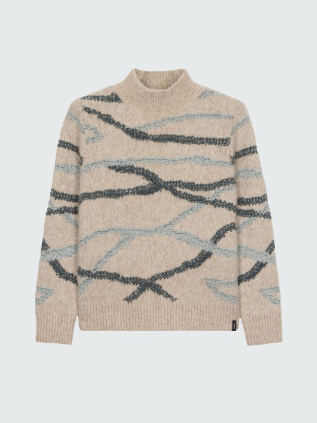 Wave Stitch Jumper Oatmeal/Blue Finisterre Stylish