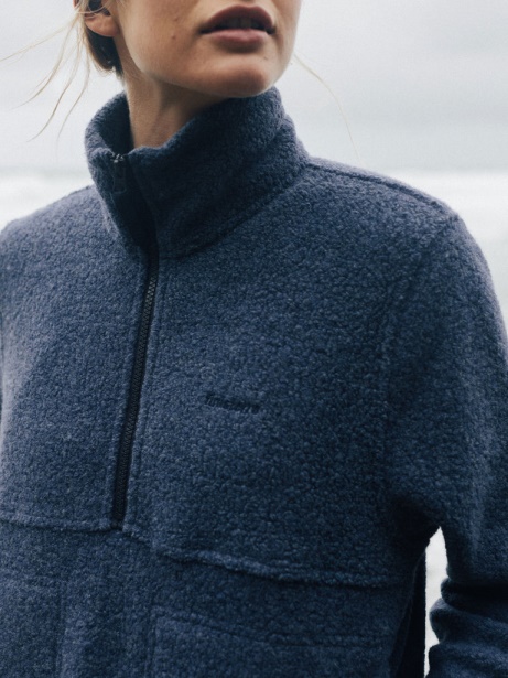 Finisterre Stylish Budock Wool Smock Fleece Dark Ozone