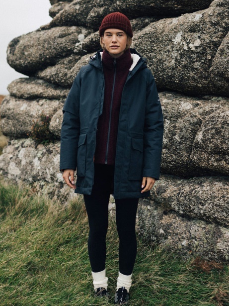 Budock Wool Zip Through Fleece Dark Burgundy Finisterre Stylish