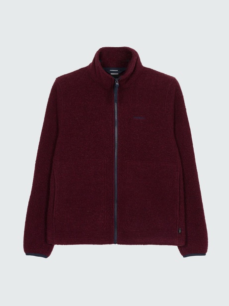Budock Wool Zip Through Fleece Dark Burgundy Finisterre Stylish