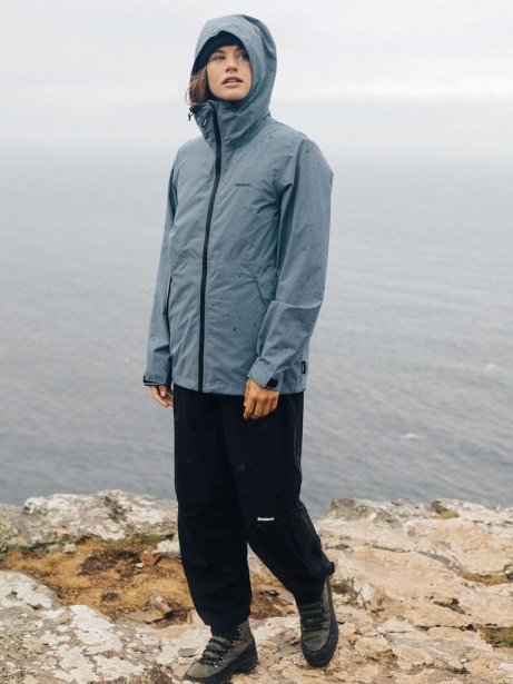 The Rainbird Waterproof Jacket Blue Steel Finisterre Stylish