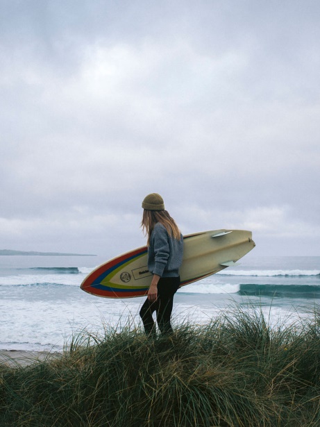 Finisterre Stylish Pale Indigo Mora Roll Neck Knit Jumper