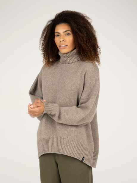 Finisterre Stylish Eyre Roll Neck Knit Jumper Dark Oatmeal