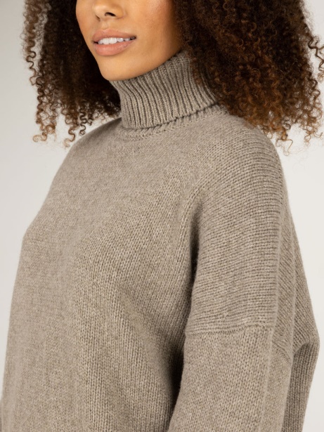 Finisterre Stylish Eyre Roll Neck Knit Jumper Dark Oatmeal