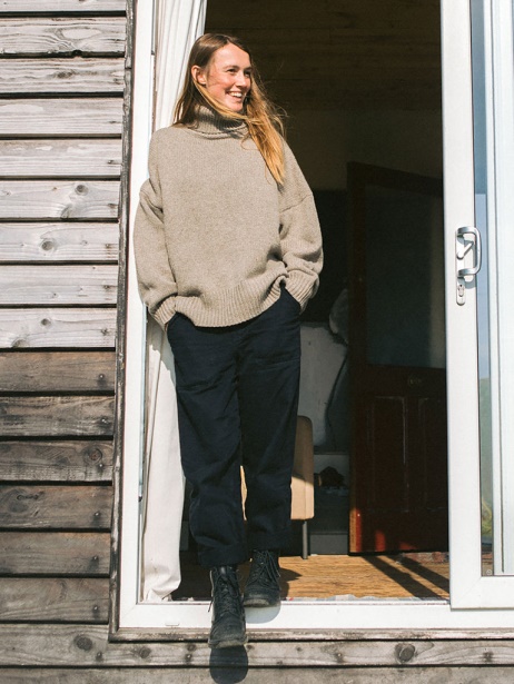 Finisterre Stylish Eyre Roll Neck Knit Jumper Dark Oatmeal