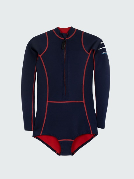 Ink/Red Nieuwland 2e Yulex Long Sleeve Swimsuit Finisterre Stylish