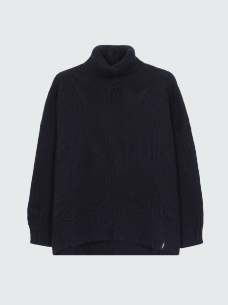 Navy Finisterre Stylish Eyre Roll Neck Knit Jumper