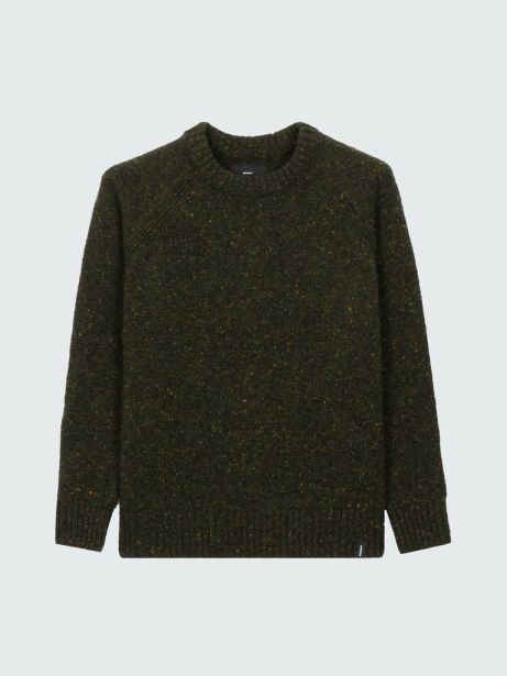 Finisterre Stylish Dark Olive Farne Crew Neck Knit Jumper