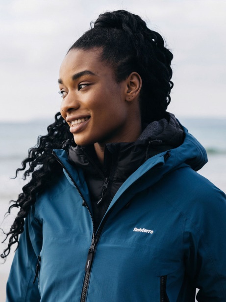 Finisterre Stylish Women's Stormbird Waterproof Jacket Kingfisher
