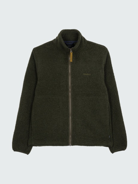 Budock Wool Zip Through Fleece Dark Olive Finisterre Stylish
