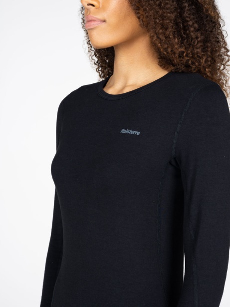 Black Vela Bamboo Long Sleeve Base Layer Finisterre Stylish