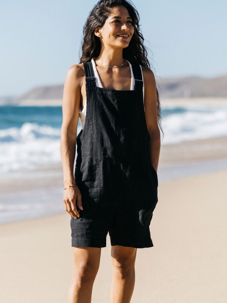 Hale Linen Playsuit Black Finisterre Stylish